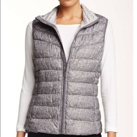 blanc noir Jackets & Blazers - Blanc Noir Grey Melange Quilted Down Zip Up Puffer Vest S